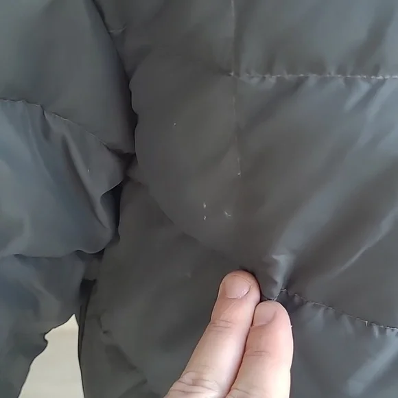 EDDIE BAUER Goose Down Puffer Grey Nylon USA Sz XL Half Zip Pullover Jacket RARE